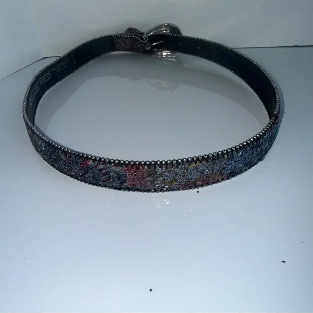 VINTAGE ABSOLUTELY FRESH Y2K indie sleeze metallic Black Leather Studded Belt M